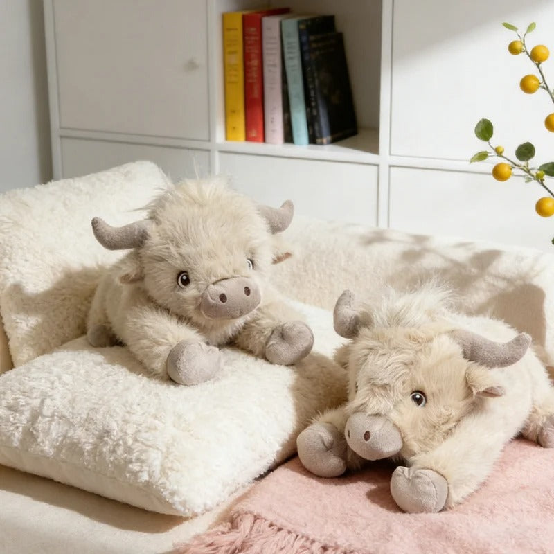 Cute Lying Cow Plush Toy – Soft Kawaii Cattle Stuffed Animal
