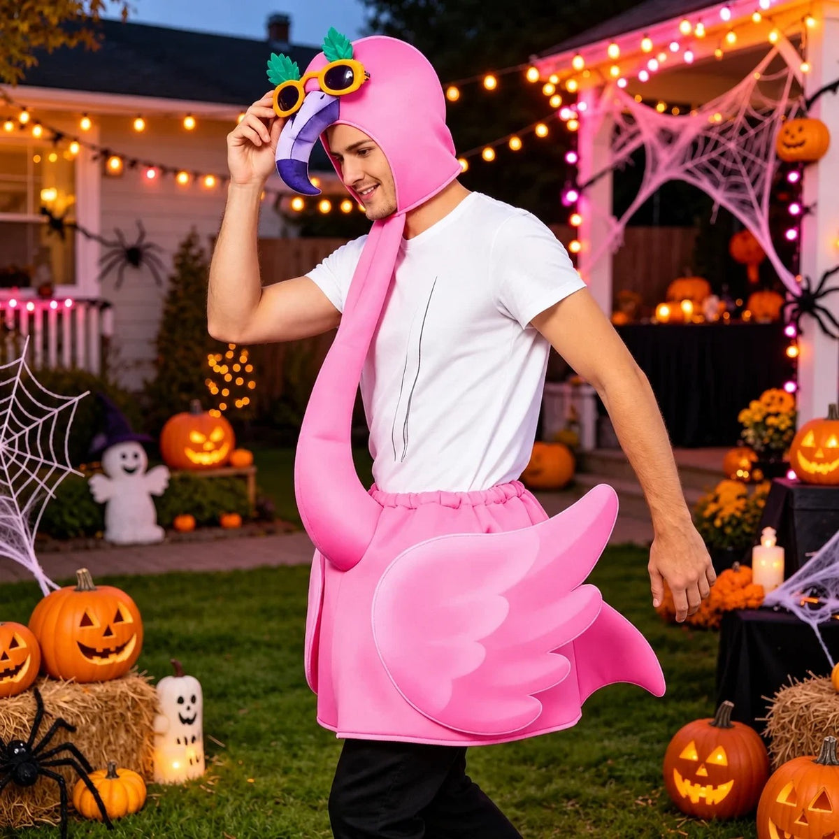 Pink Flamingo Costume – Adult Bird Fancy Dress Outfit