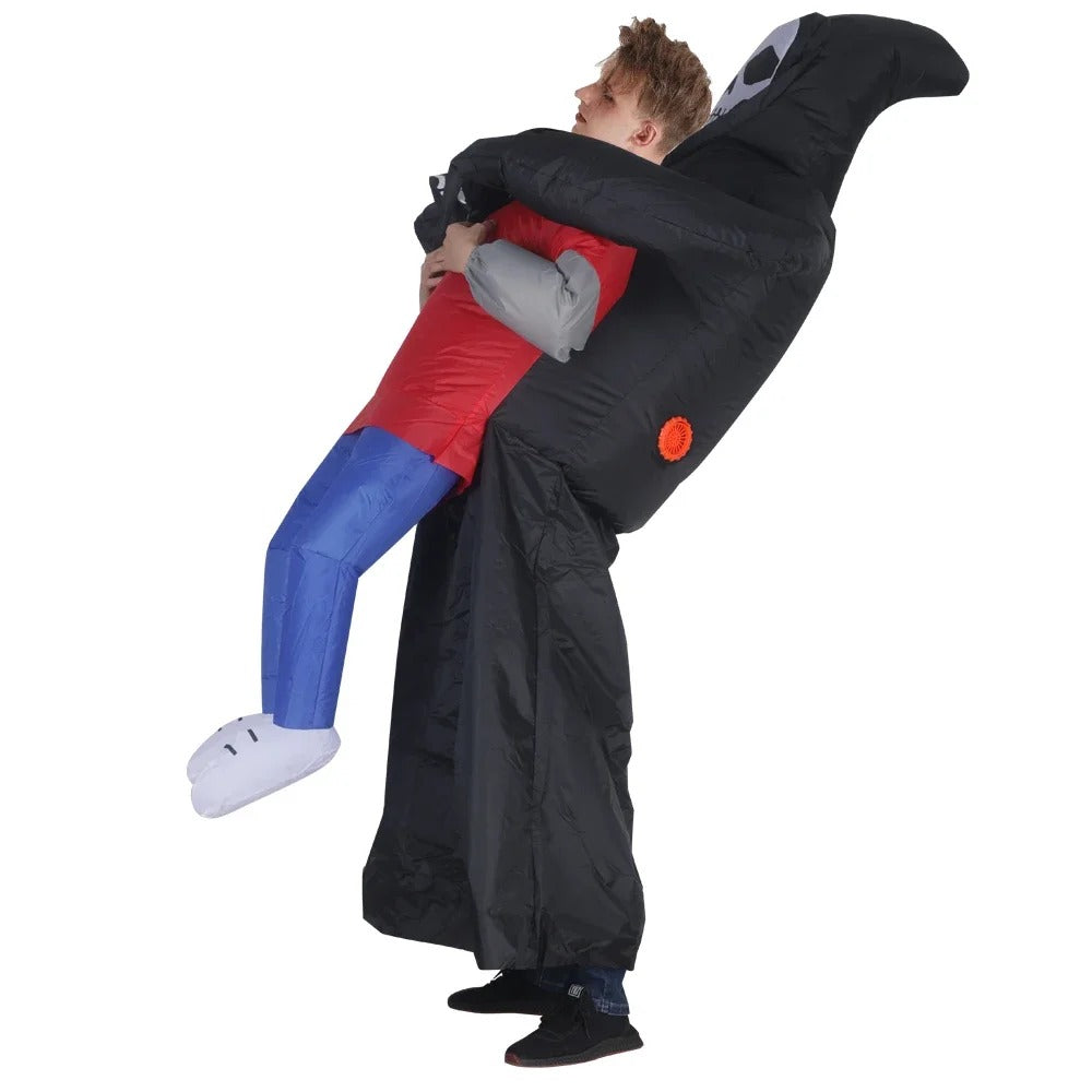 Inflatable Carry Me Ghost Costume – Funny Halloween Grim Reaper Outfit