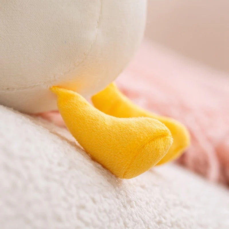 Cute White Duck Plush Toy – Mint Green Hood Stuffed Animal