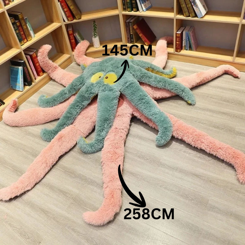 Huge Octopus Monster Plush Bed & Floor Mat – Green, White & Pink