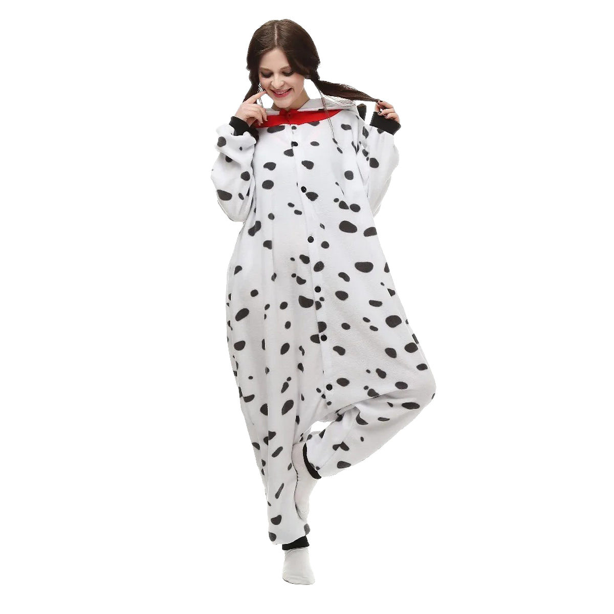 Dalmatian Costume Adult Kigurumi Onesie Cosplay Pajamas Unisex Halloween Christmas Sleepwear Party Outfit
