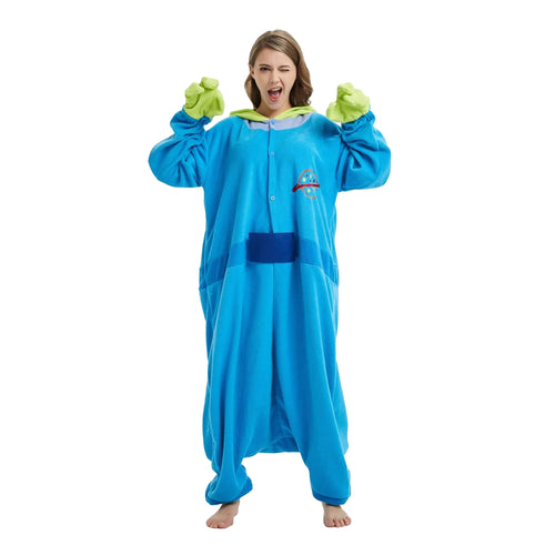 3 Head Monster Costume Adult Kigurumi Onesie Cosplay Pajamas Unisex Halloween Christmas Sleepwear Party Outfit