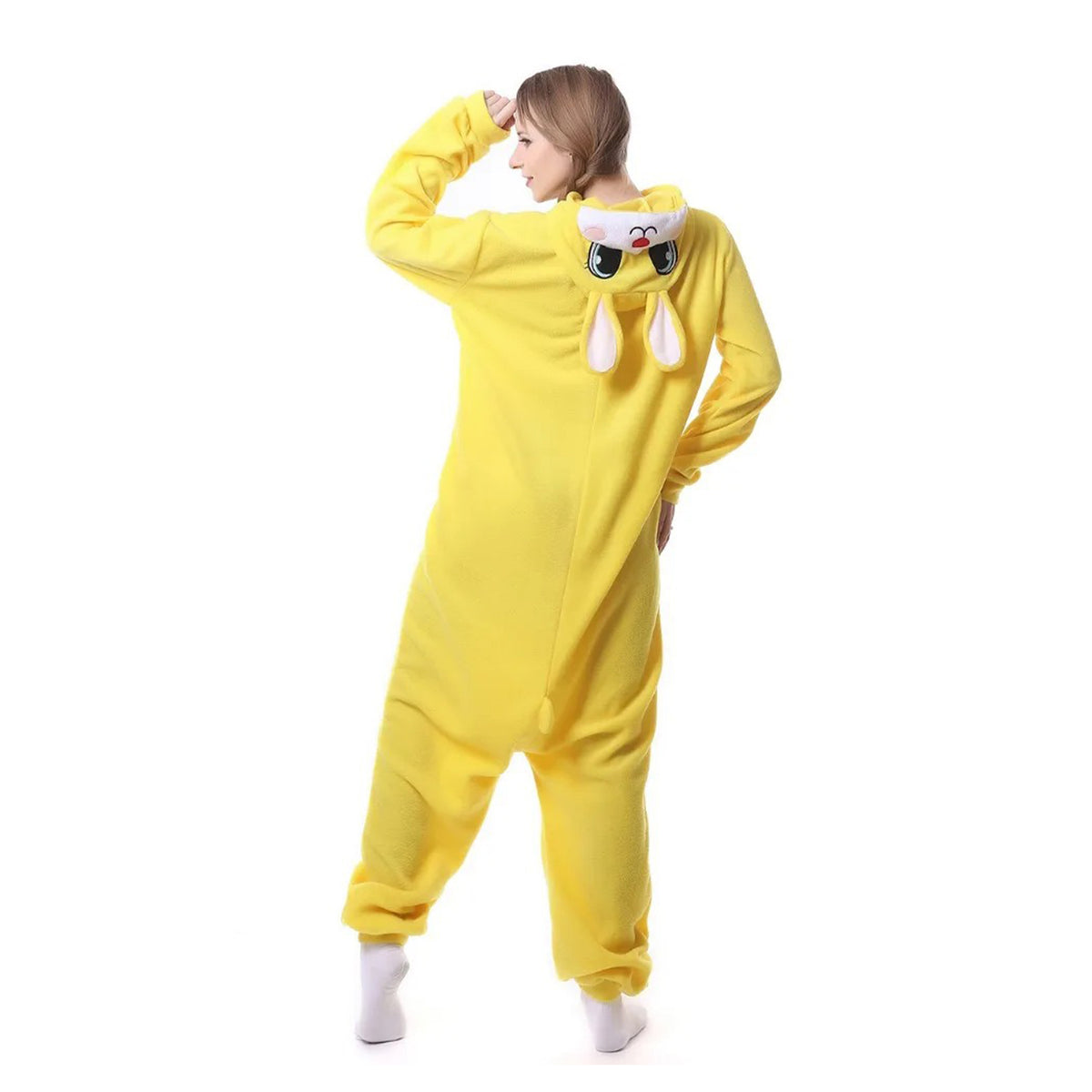 Yellow Bunny Costume Adult Kigurumi Onesie Cosplay Pajamas Unisex Halloween Christmas Sleepwear Party Outfit