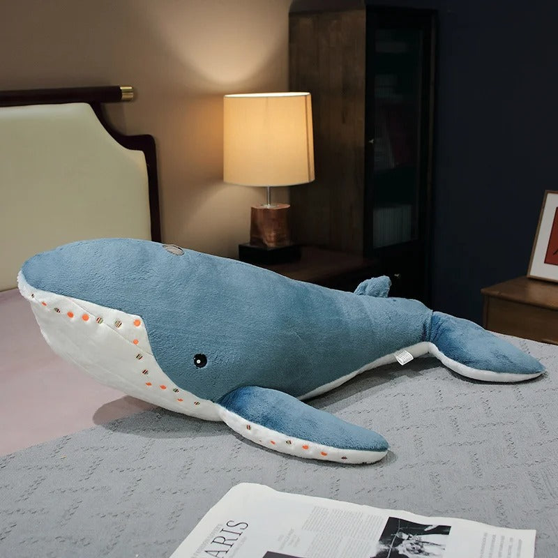 Giant Whale Plush Toy – Soft Huggable Ocean Animal Pillow