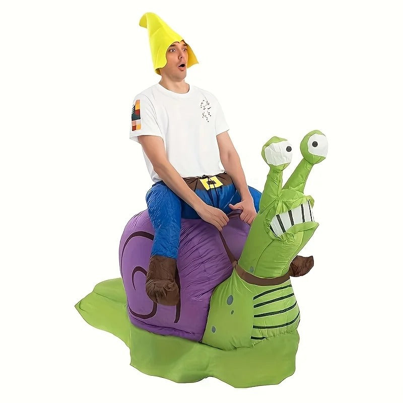 Inflatable Snail Ride-On Costume – Funny Green Snail Fancy Dress