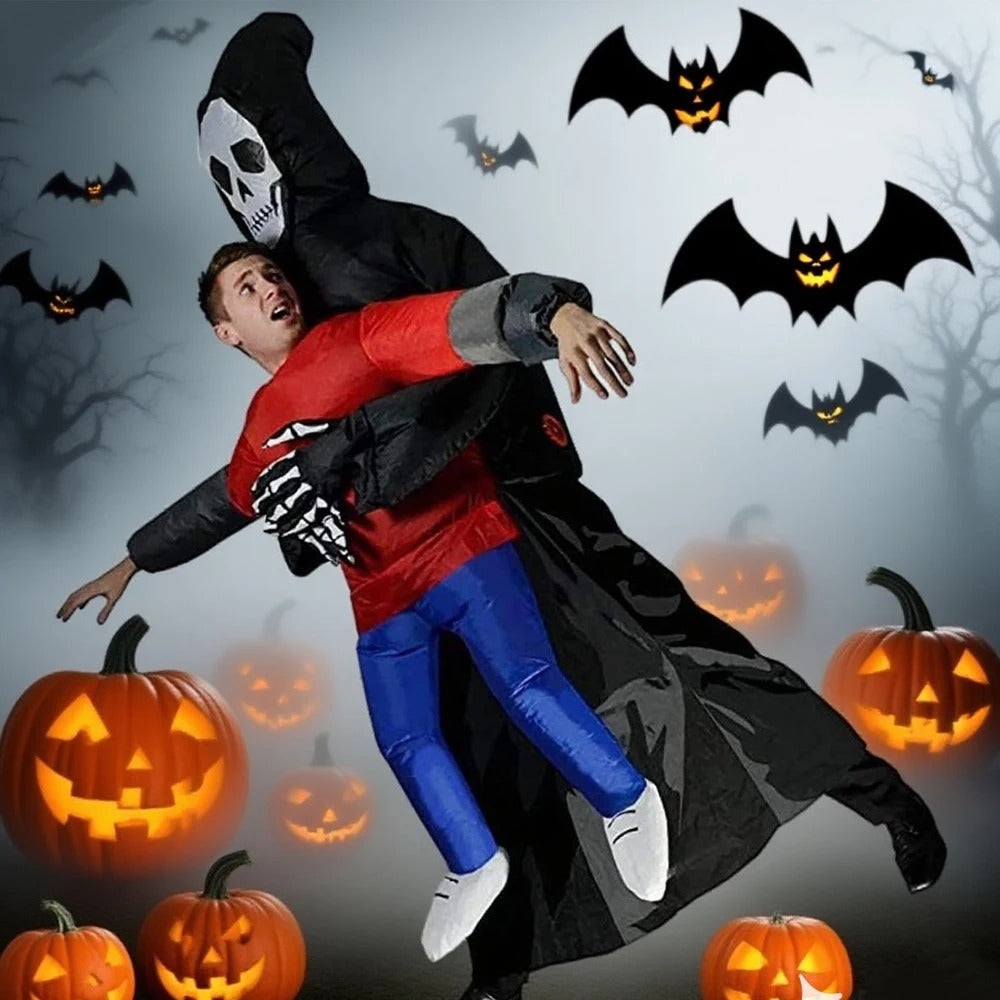 Inflatable Carry Me Ghost Costume – Funny Halloween Grim Reaper Outfit
