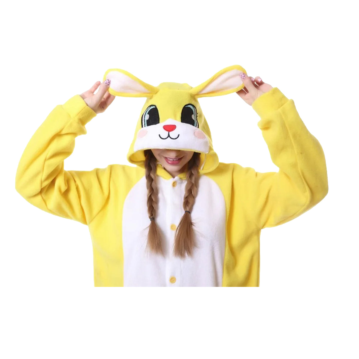 Yellow Bunny Costume Adult Kigurumi Onesie Cosplay Pajamas Unisex Halloween Christmas Sleepwear Party Outfit