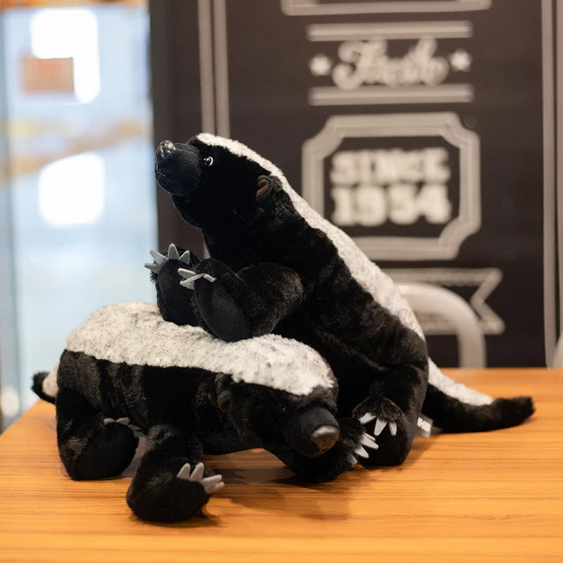 Cute Badger Plush Toy – Soft Black & White Wildlife Stuffed Animal, Adorable Badger Pillow
