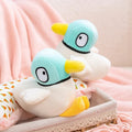 Cute White Duck Plush Toy – Mint Green Hood Stuffed Animal