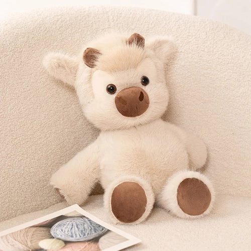Adorable Highland Cattle Plush Toy – Huggable Running Cow Stuffed Animal
