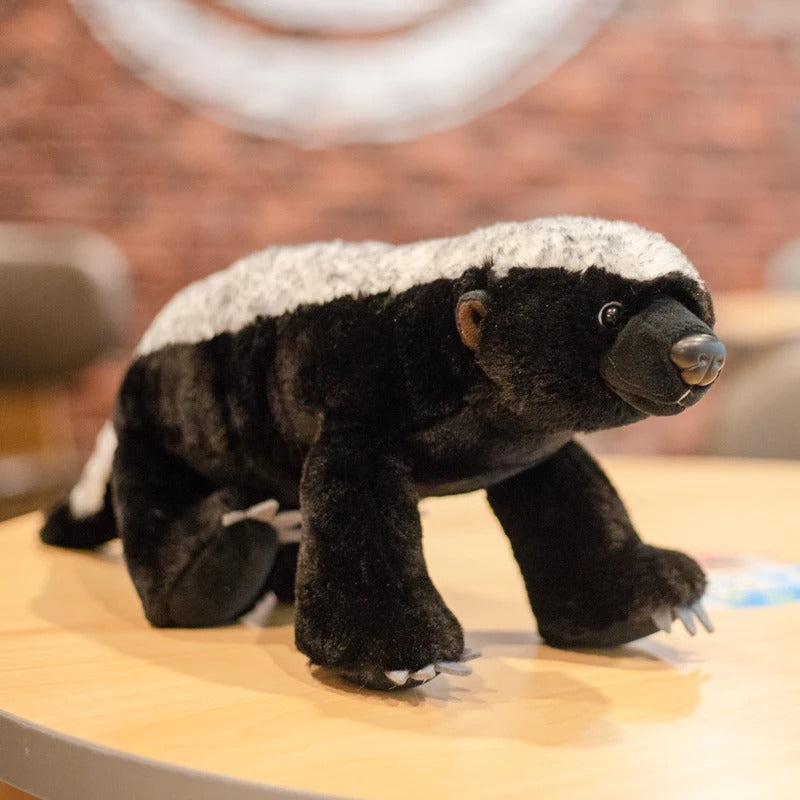 Cute Badger Plush Toy – Soft Black & White Wildlife Stuffed Animal, Adorable Badger Pillow