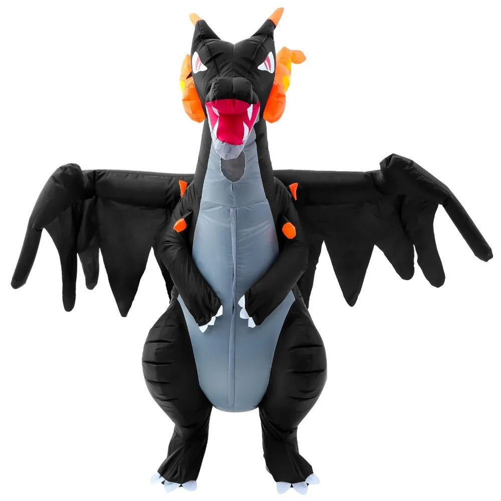 Inflatable Fire-Breathing Dragon Costume – Black Fantasy Dragon Outfit
