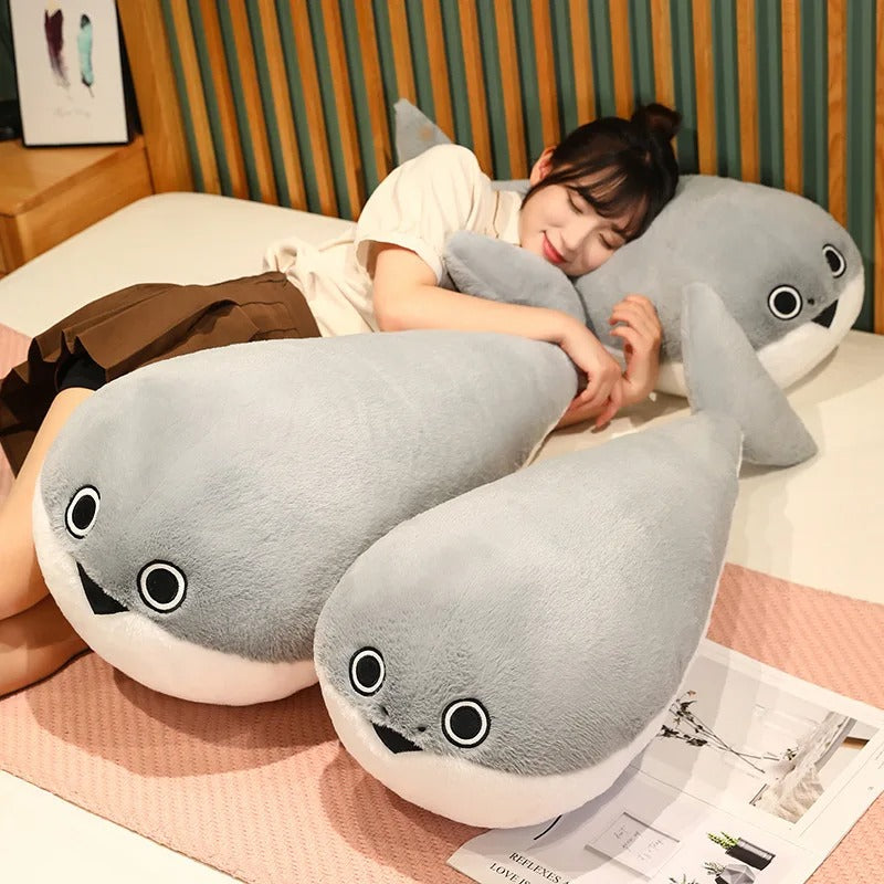 Grey Shark Plush Toy – Soft Sea Animal Stuffed Pillow