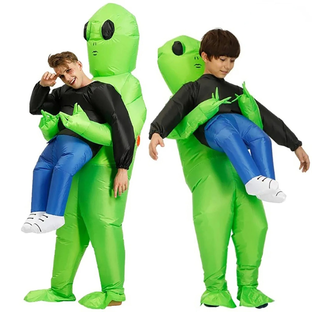 Inflatable Alien Carry Me Costume – Funny Green Alien Halloween Outfit