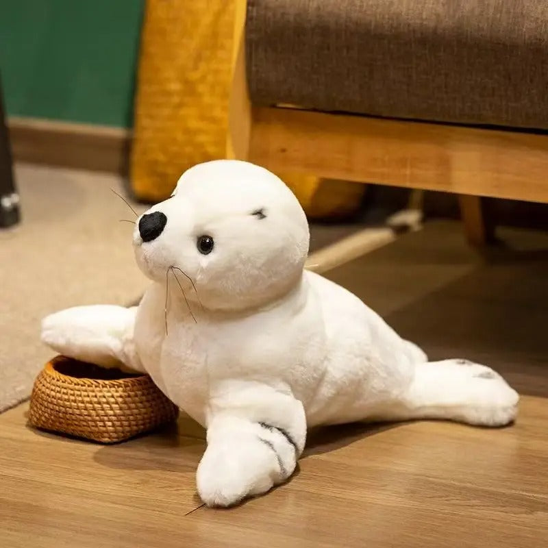Cute White Seal Plush Toy – Soft Stuffed Seal Animal