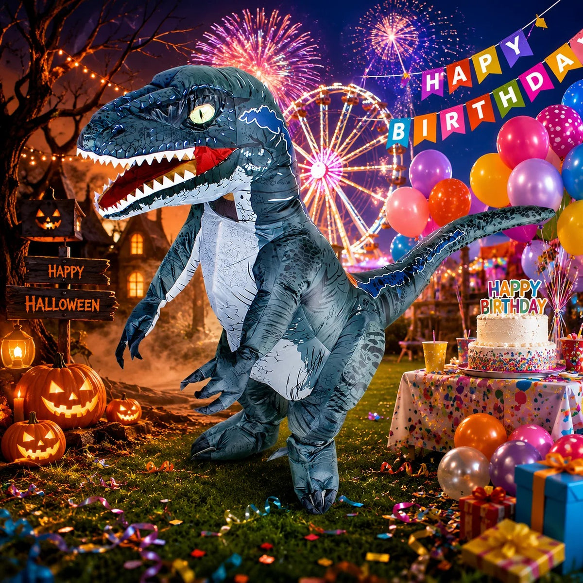 Inflatable T-Rex Dinosaur Costume – Dark Grey Dinosaur Outfit
