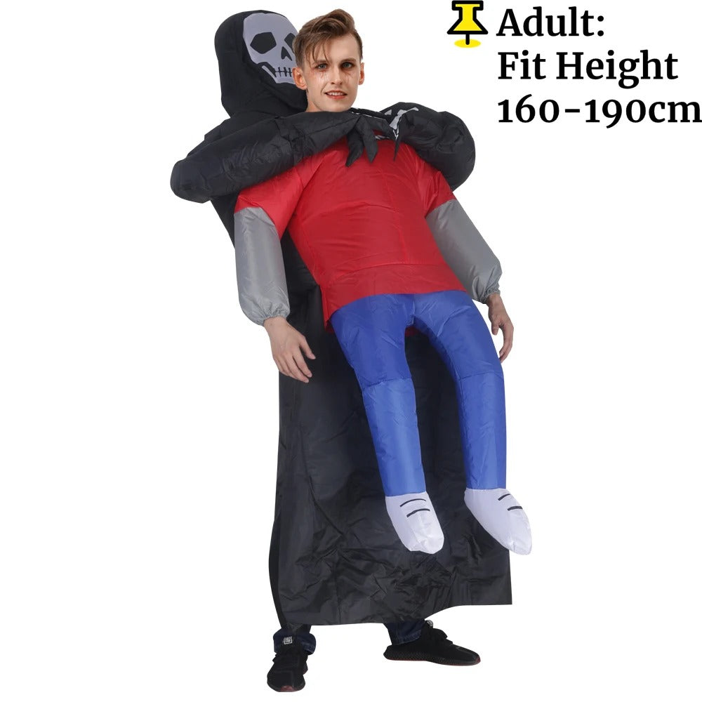 Inflatable Carry Me Ghost Costume – Funny Halloween Grim Reaper Outfit