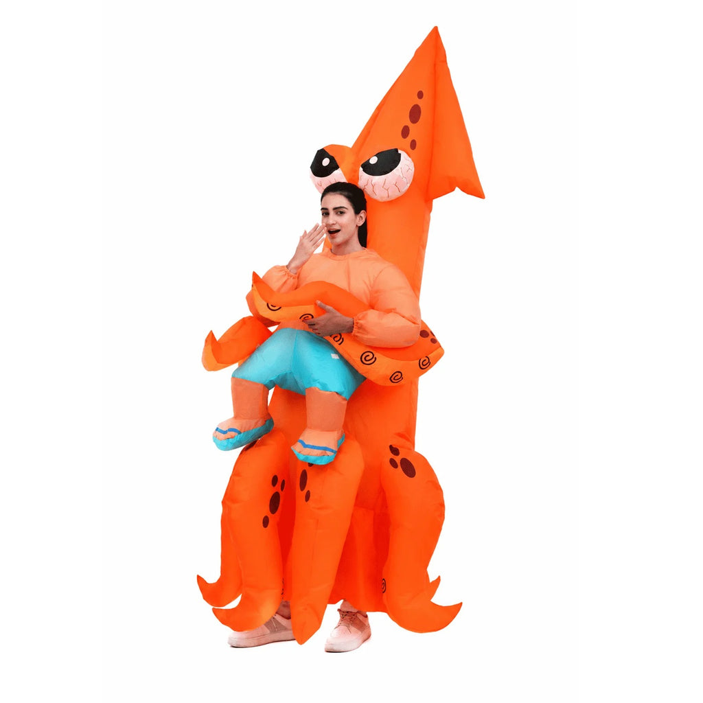 Inflatable Squid Costume – Funny Orange Sea Creature Outfit