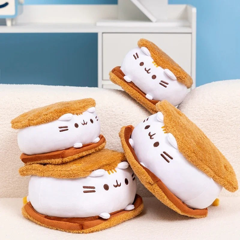 Cute Biscuit Cat Plush Pillow – Adorable Sandwich Cookie Cat Stuffed Toy