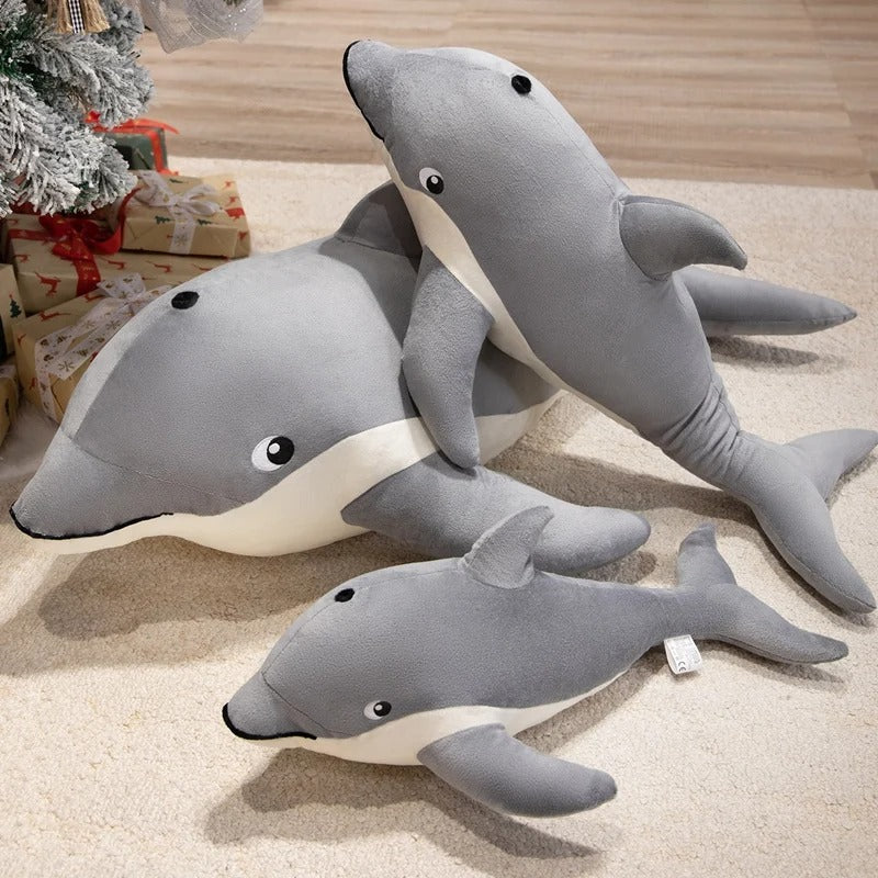 Kawaii Chubby Dolphin Plush Pillow – Soft Ocean Animal