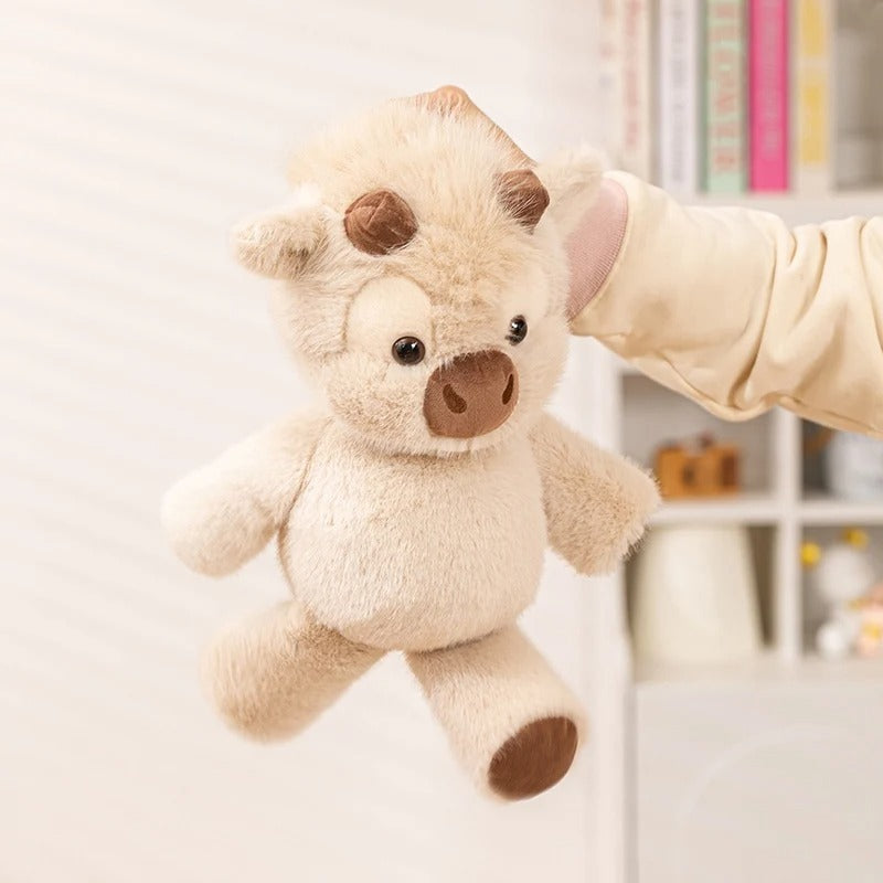 Adorable Highland Cattle Plush Toy – Huggable Running Cow Stuffed Animal