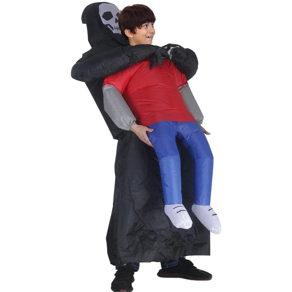 Inflatable Carry Me Ghost Costume – Funny Halloween Grim Reaper Outfit