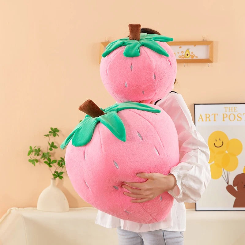 Strawberry Plush Pillow – Soft & Cuddly Fruit Cushion