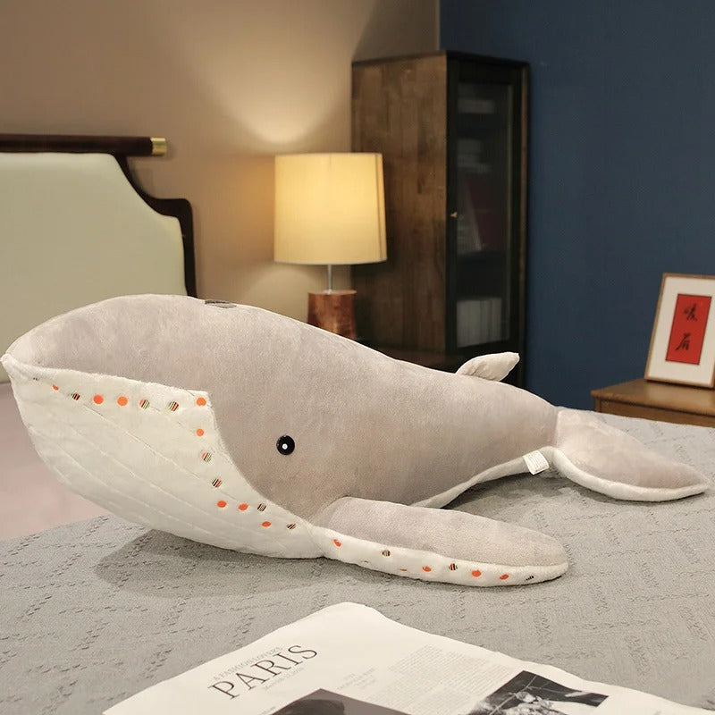 Giant Whale Plush Toy – Soft Huggable Ocean Animal Pillow