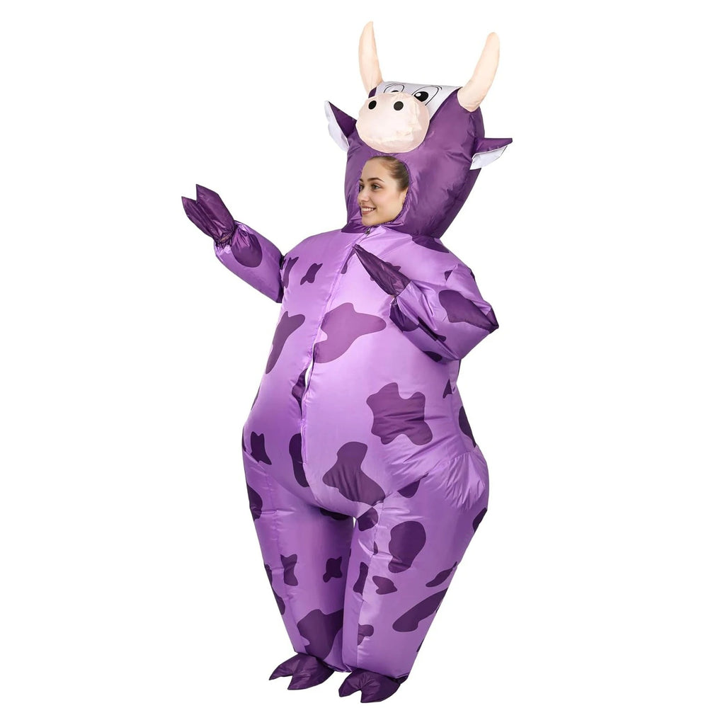 Inflatable Purple Cow Costume – Funny Adult Animal Outfit