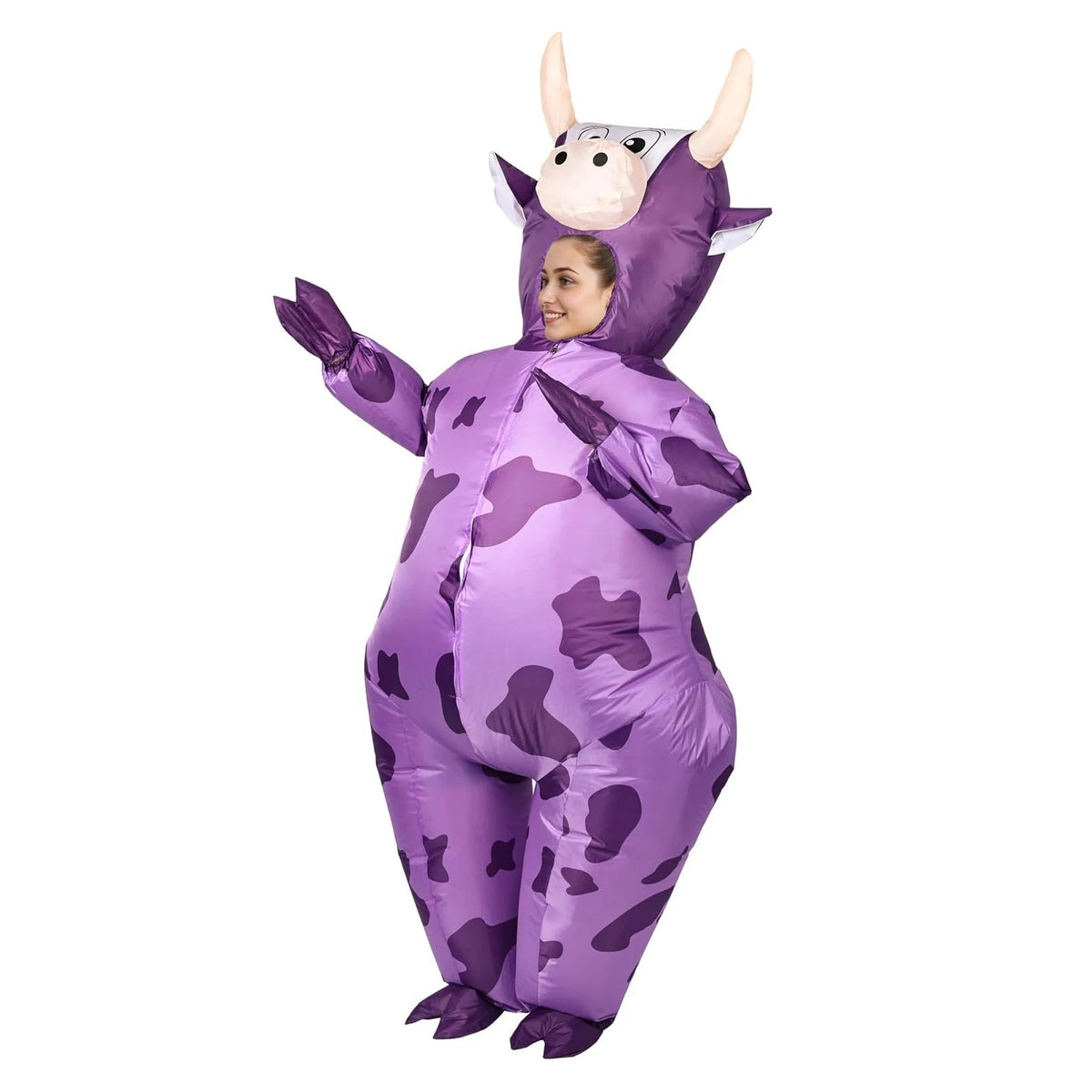 Inflatable Purple Cow Costume – Funny Adult Animal Outfit