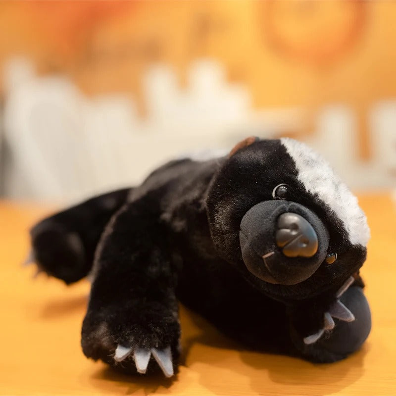 Cute Badger Plush Toy – Soft Black & White Wildlife Stuffed Animal, Adorable Badger Pillow