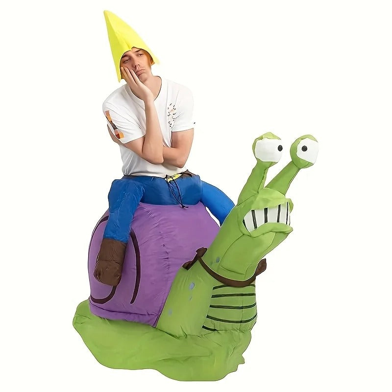 Inflatable Snail Ride-On Costume – Funny Green Snail Fancy Dress