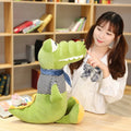 Cute Green Crocodile Plush Toy – Striped Shirt Stuffed Animal