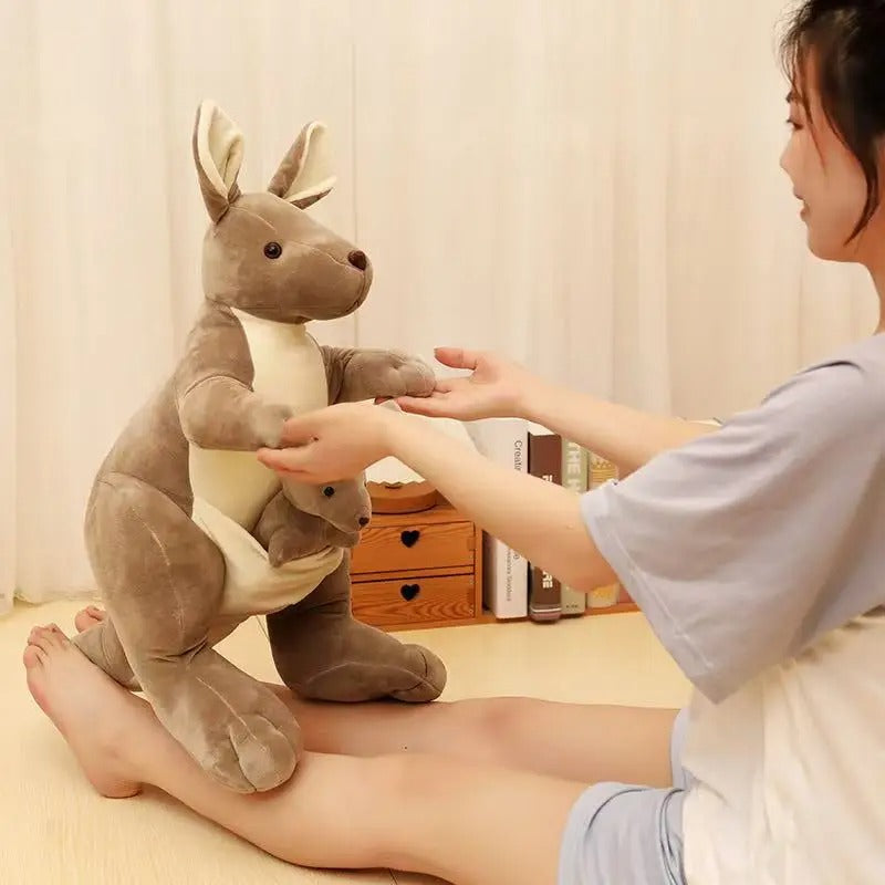 Mother and Baby Kangaroo Plush Toy – Cute Stuffed Animal with Joey