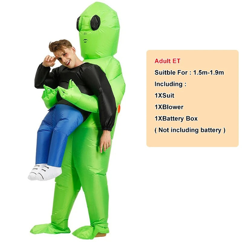 Inflatable Alien Carry Me Costume – Funny Green Alien Halloween Outfit