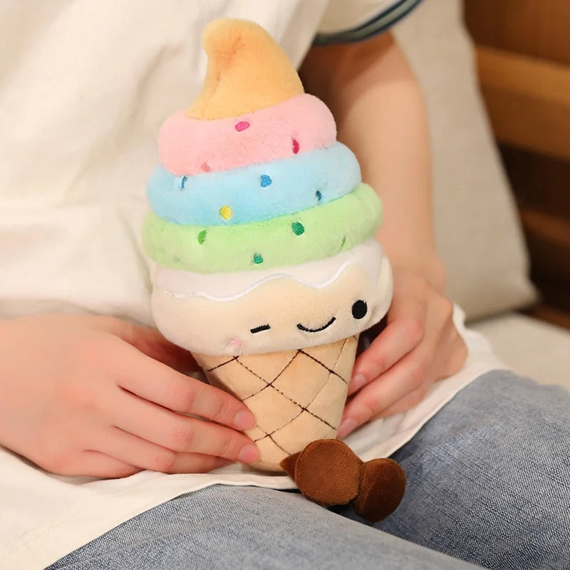 Cute Ice Cream Cone Plush Toy – Soft Rainbow Dessert Stuffed Animal, Adorable Sweet Treat Pillow
