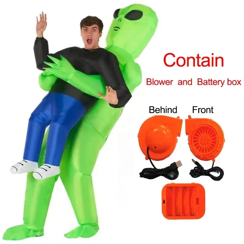 Inflatable Alien Carry Me Costume – Funny Green Alien Halloween Outfit