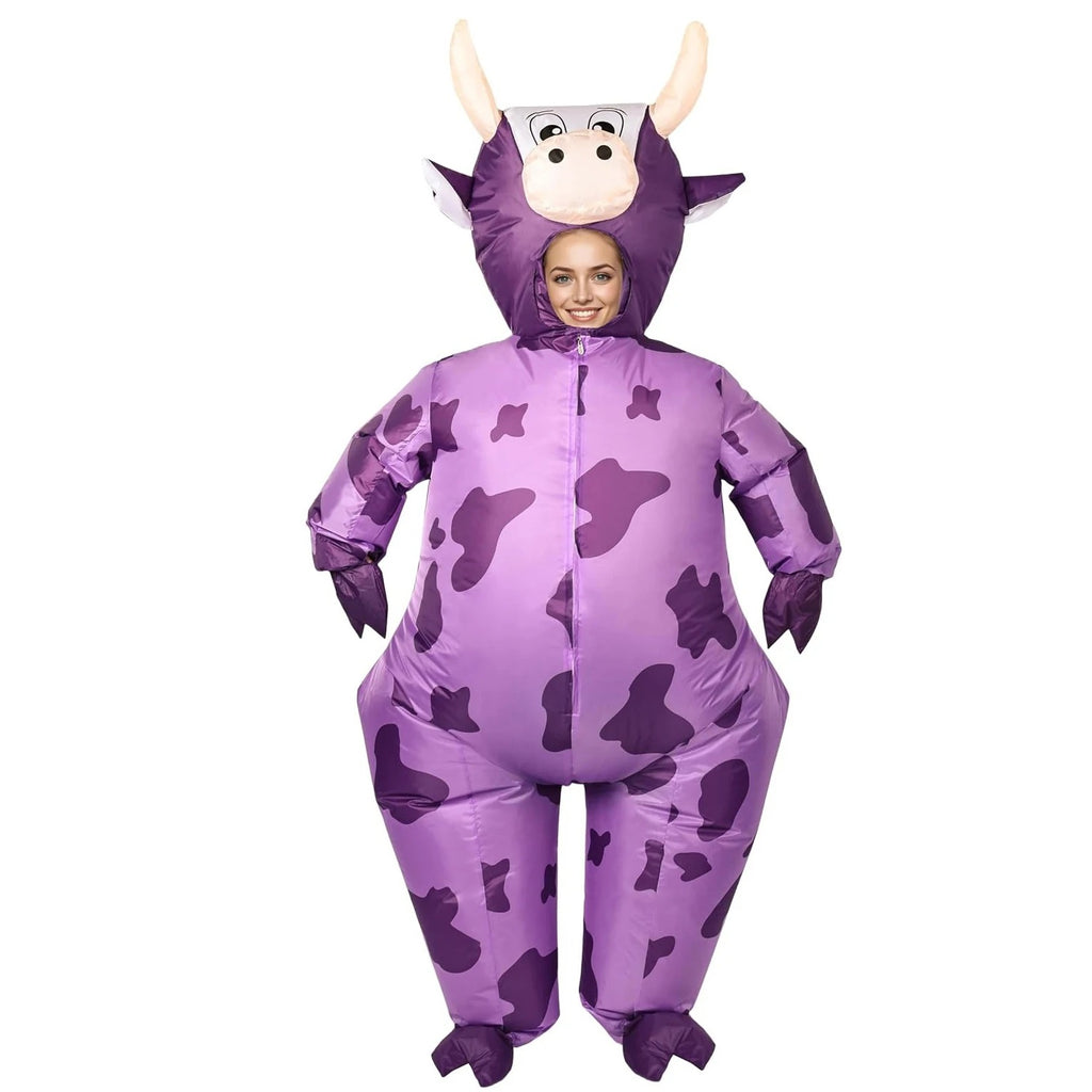 Inflatable Purple Cow Costume – Funny Adult Animal Outfit