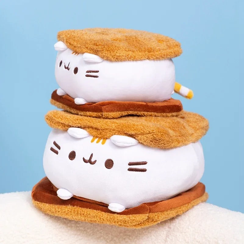 Cute Biscuit Cat Plush Pillow – Adorable Sandwich Cookie Cat Stuffed Toy