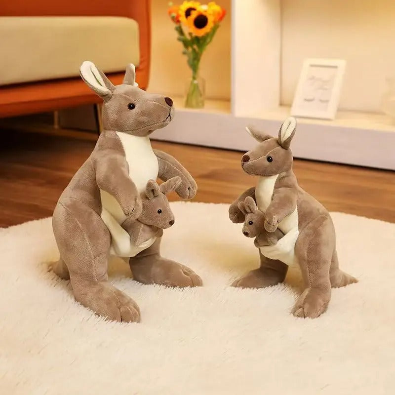 Mother and Baby Kangaroo Plush Toy – Cute Stuffed Animal with Joey