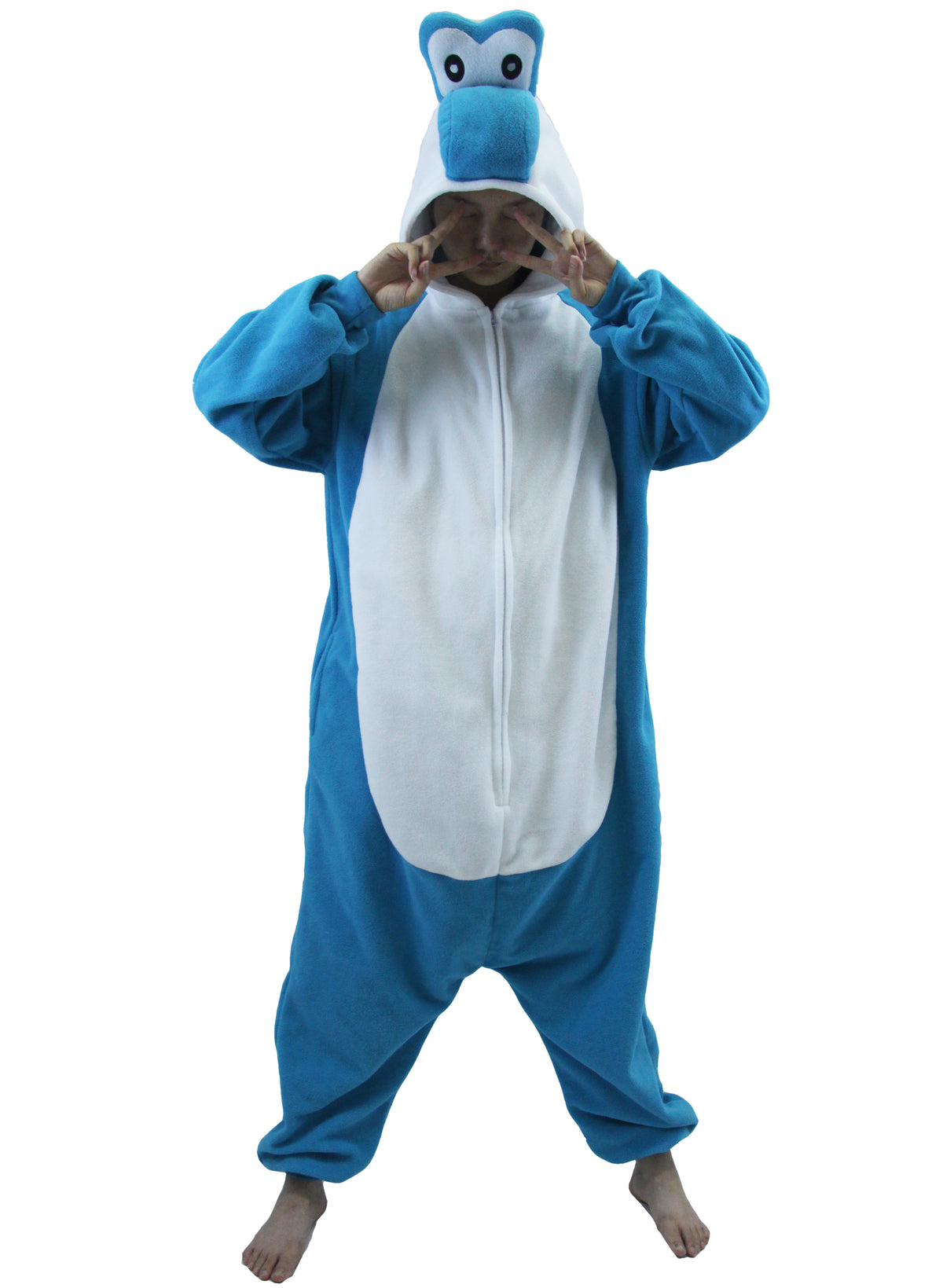 Blue Yoshi Costume Adult and Kids Kigurumi Onesie Cosplay Pajamas Unisex Halloween Costume Christmas Sleepwear Party Outfit