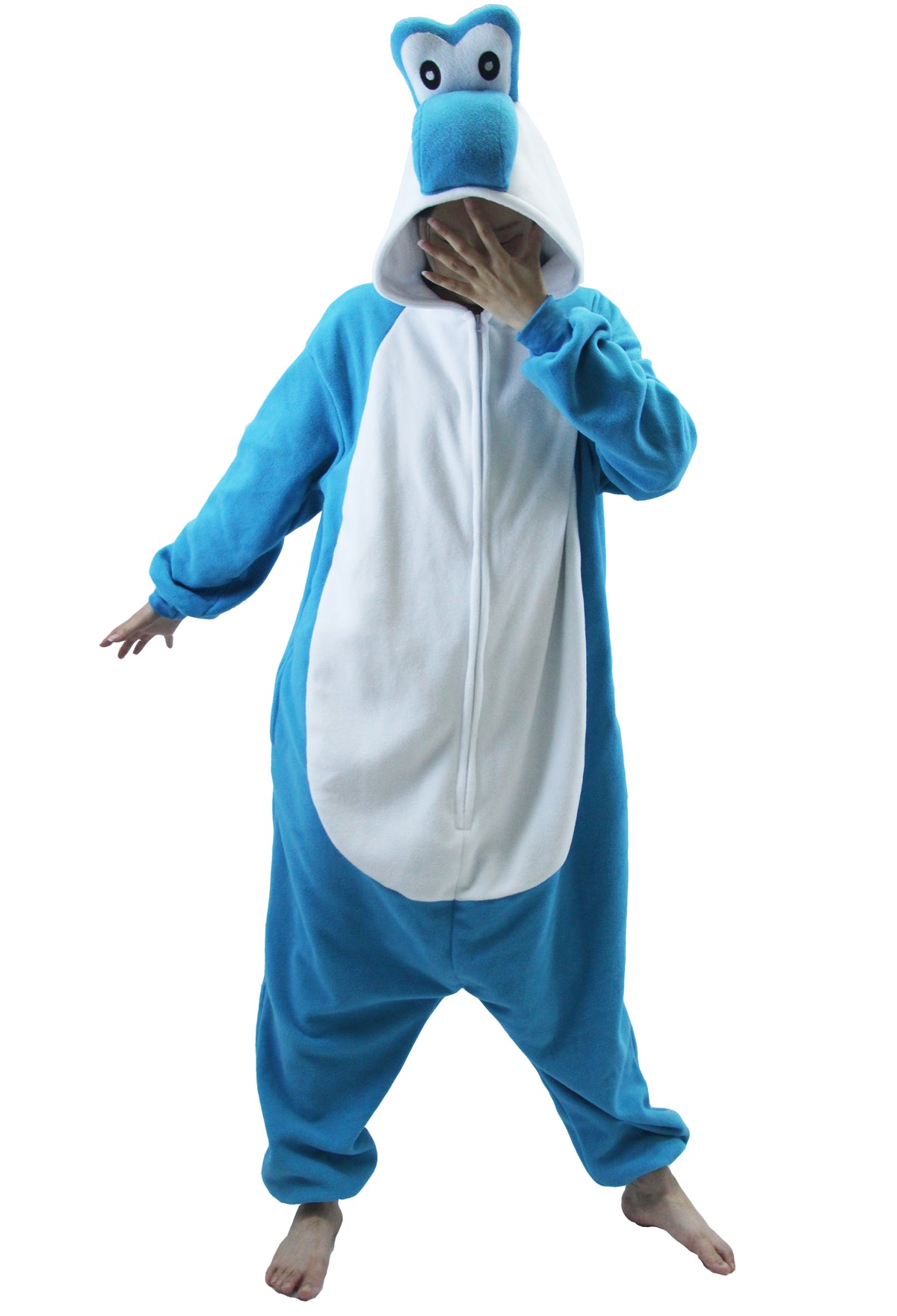 Blue Yoshi Costume Adult and Kids Kigurumi Onesie Cosplay Pajamas Unisex Halloween Costume Christmas Sleepwear Party Outfit