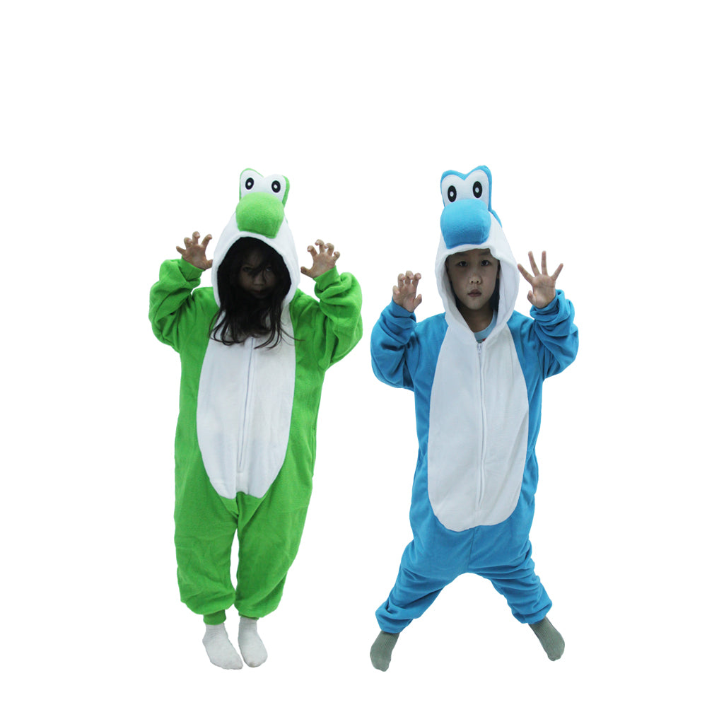 Blue Yoshi Costume Adult and Kids Kigurumi Onesie Cosplay Pajamas Unisex Halloween Costume Christmas Sleepwear Party Outfit