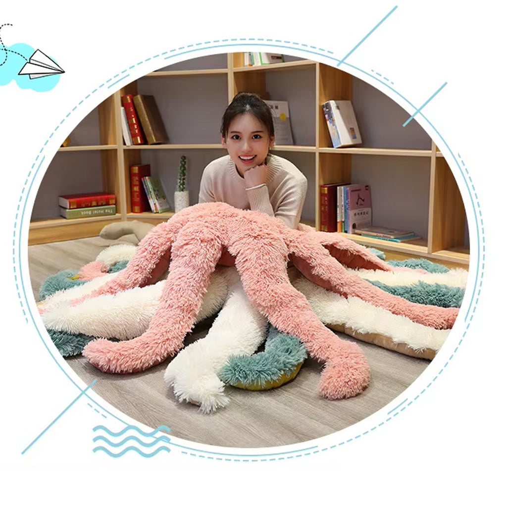 Huge Octopus Monster Plush Bed & Floor Mat – Green, White & Pink