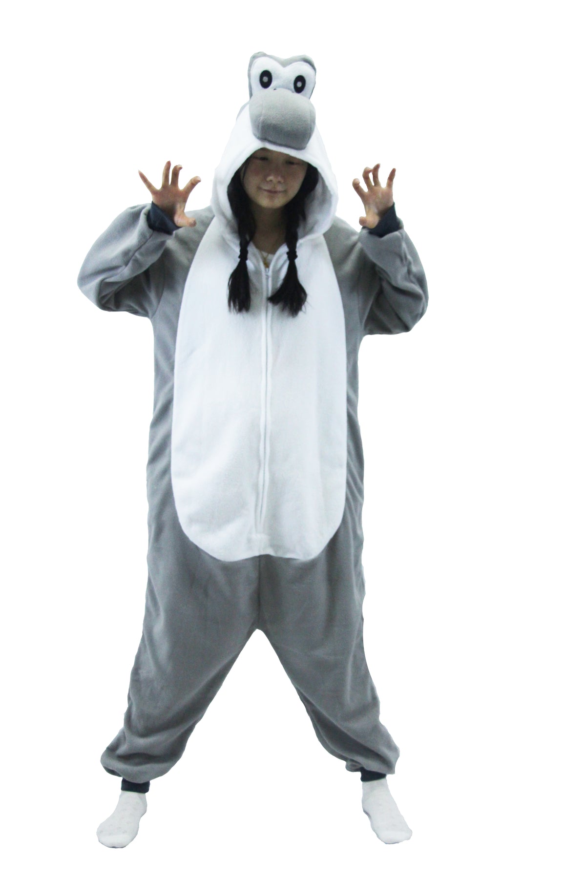 Grey Yoshi Costume Adult Kigurumi Onesie Cosplay Pajamas Unisex Halloween Costume Christmas Sleepwear Party Outfit