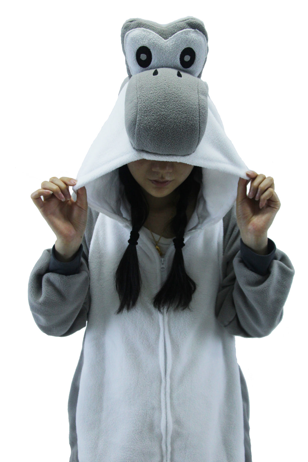 Grey Yoshi Costume Adult Kigurumi Onesie Cosplay Pajamas Unisex Halloween Costume Christmas Sleepwear Party Outfit