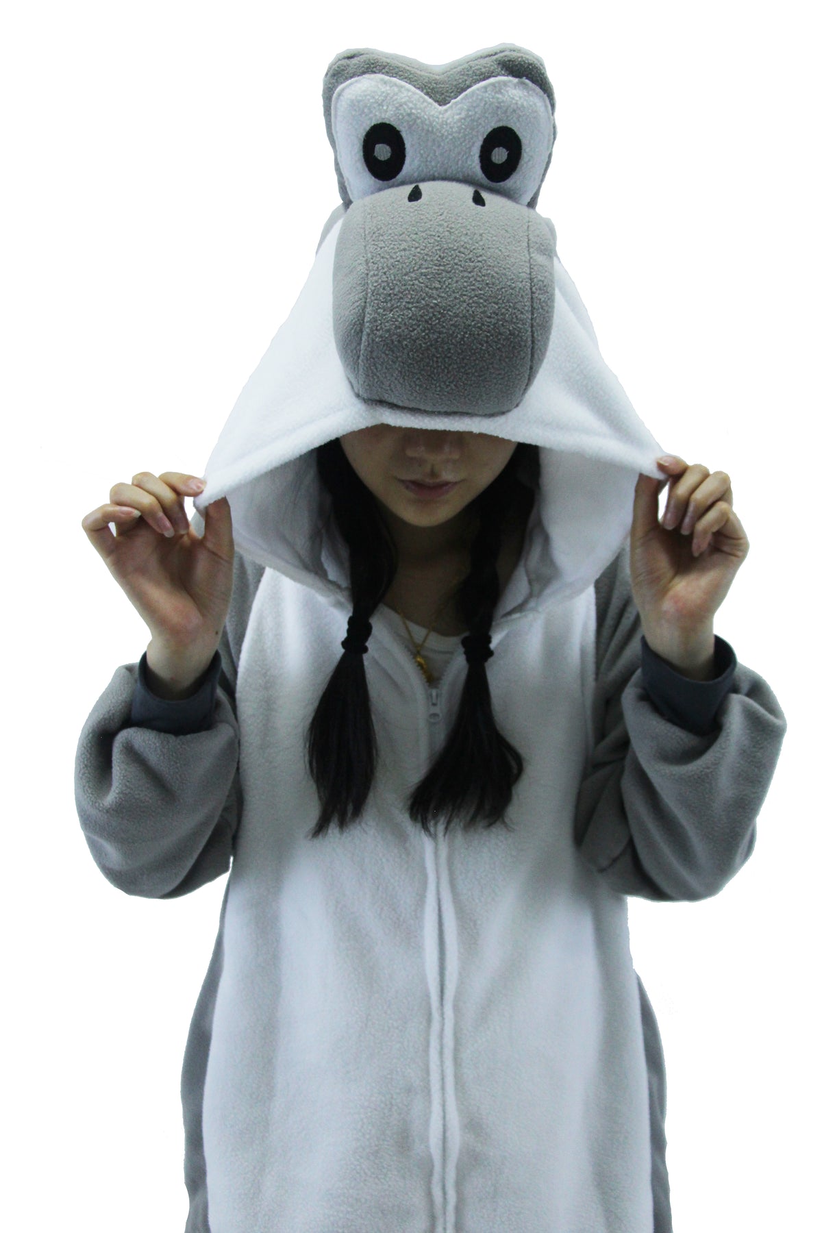 Grey Yoshi Costume Adult Kigurumi Onesie Cosplay Pajamas Unisex Halloween Costume Christmas Sleepwear Party Outfit