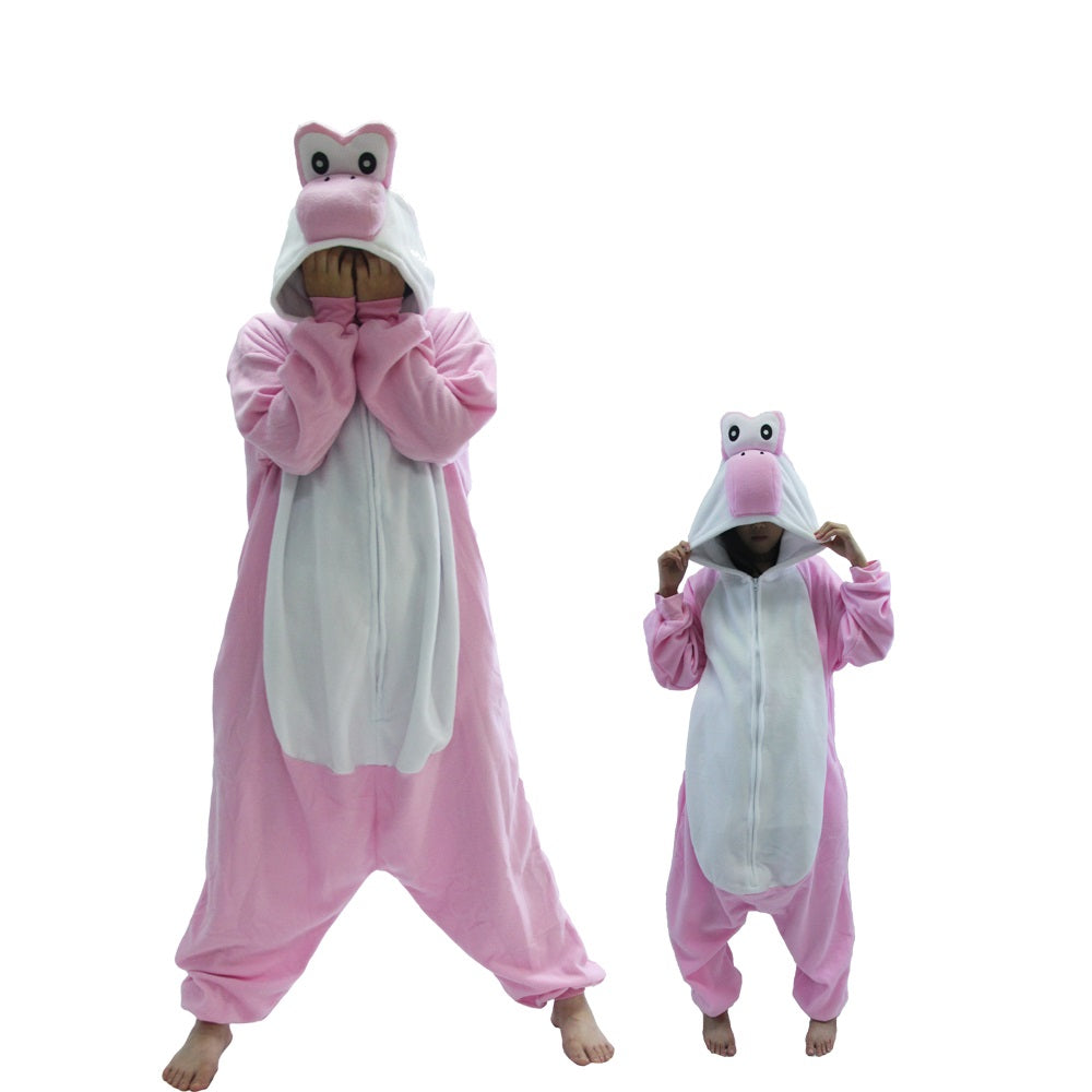 Pink Yoshi Costume Adult and Kids Kigurumi Onesie Cosplay Pajamas Unisex Halloween Costume Christmas Sleepwear Party Outfit