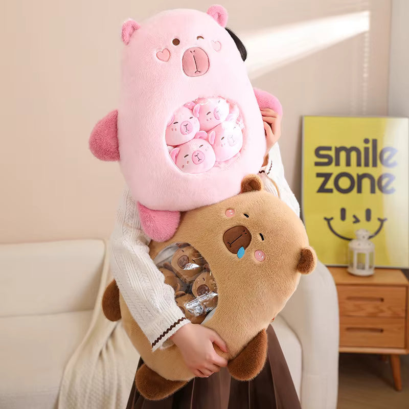 Cute Capybara Plush Bag – Soft Cartoon Animal Cuddle Pillow